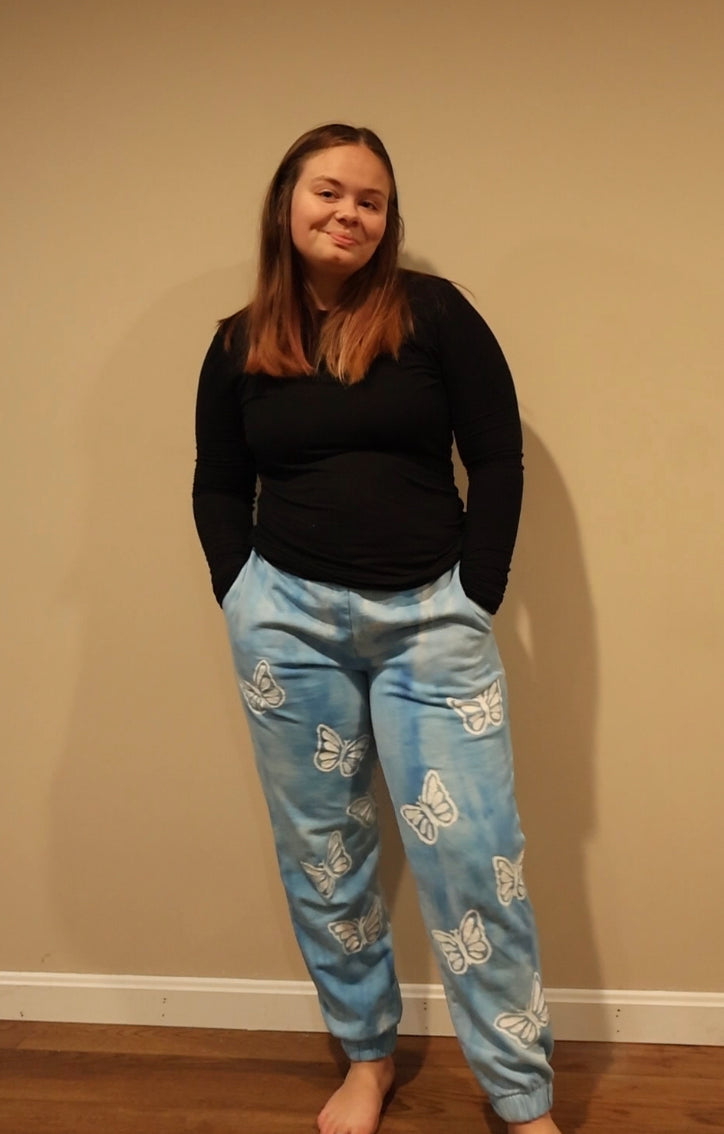 Blue Tye Dye Butterfly Sweatpants