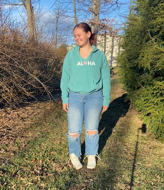 Teal Aloha Hoodie